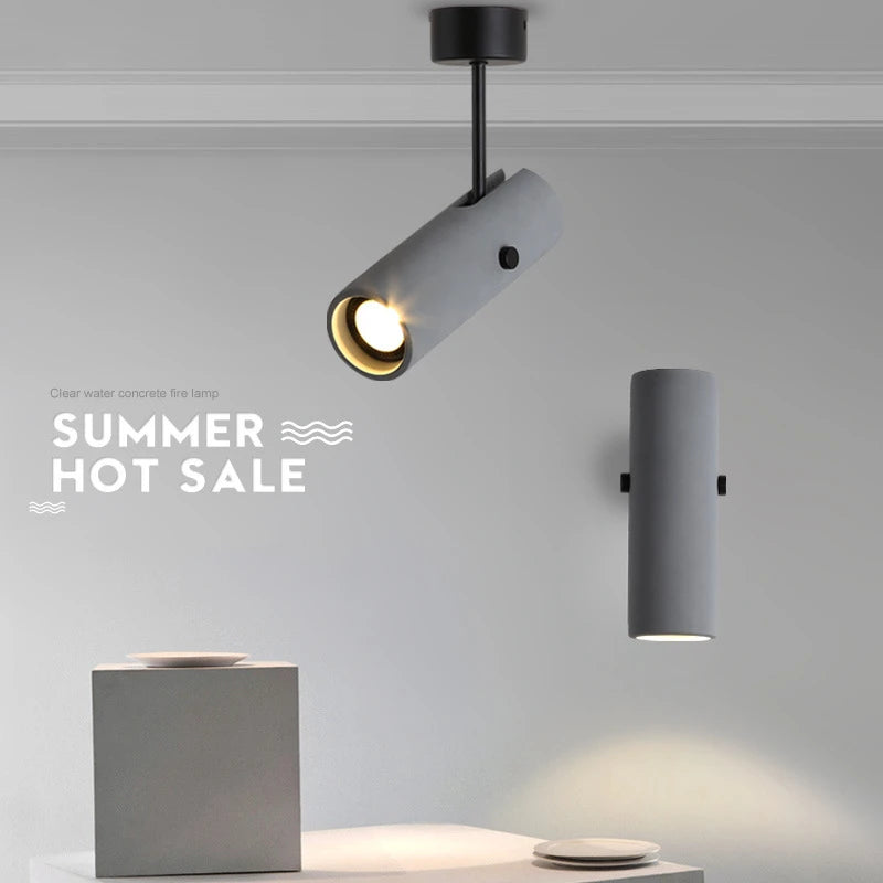 Applique murale avec spot LED réglable gris ciment style industriel - vue 6 sur 7