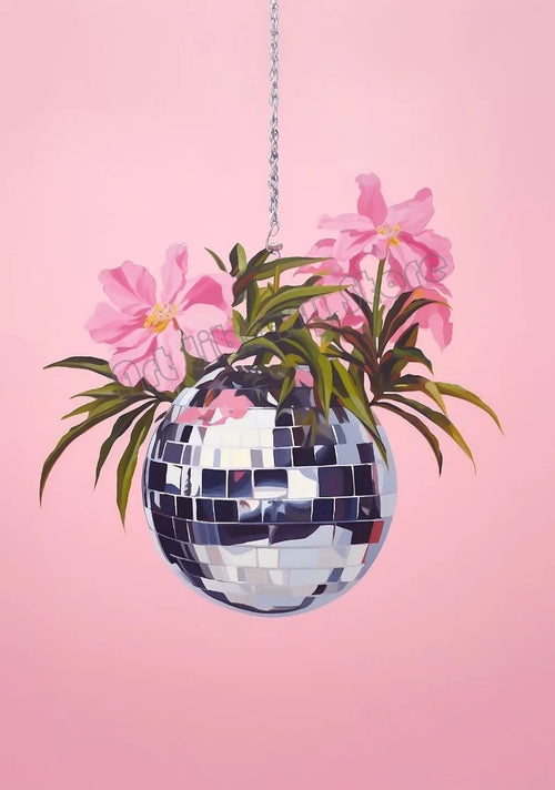 affiche créative de boule disco rétro abstraite pour décoration murale