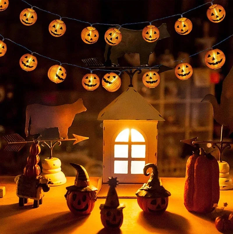 guirlande lumineuse citrouille pour décor halloween en intérieur extérieur - vue 5 sur 7