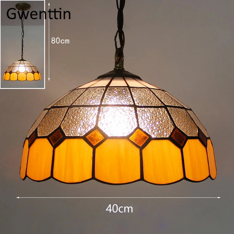suspension en verre teinté style tiffany pour décoration intérieure - vue 17 sur 26