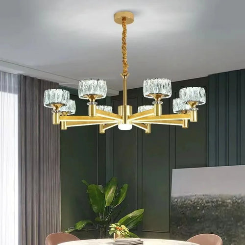 Nordique lumière luxe salon led lustre en cristal moderne minimaliste luxe salle à manger chambre or et noir plafonniers