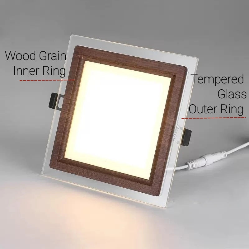 Plafonnier LED encastré Ultra-mince en Grain de bois
