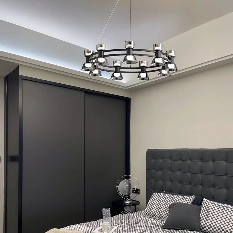 lustre créatif en cuivre et verre design moderne - vue 4 sur 12