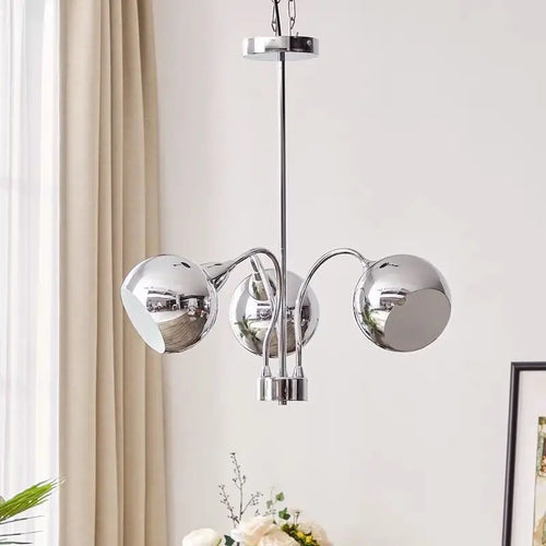 lustre nordique en chrome avec lampes à globe décoratives - vue 5 sur 14