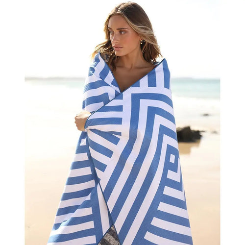 Serviette de plage sechage rapide sans sable raye