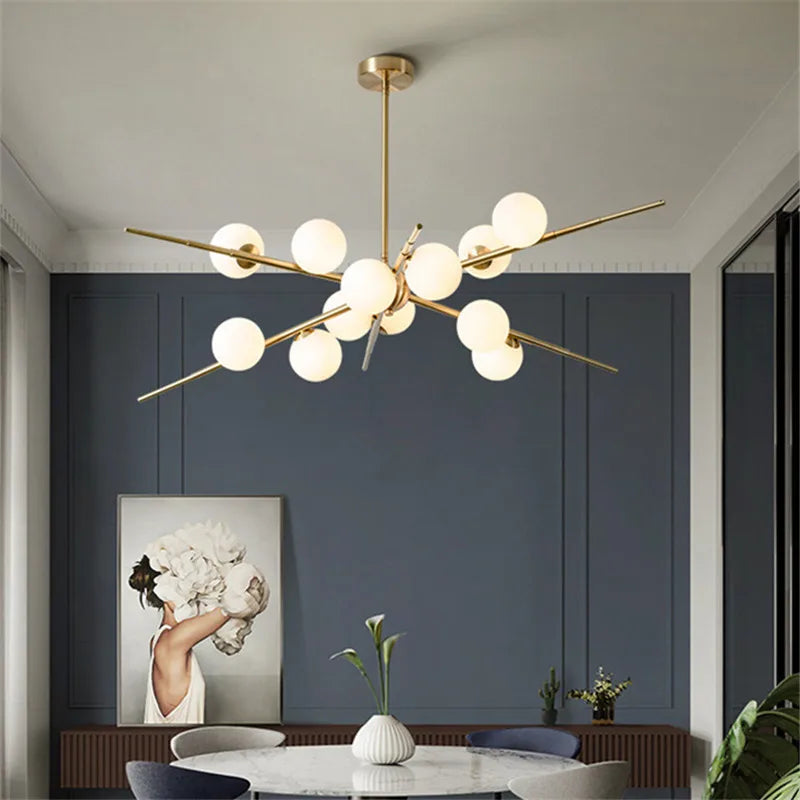 lustre design bauhaus sputnik en verre pour éclairage moderne - vue 3 sur 9