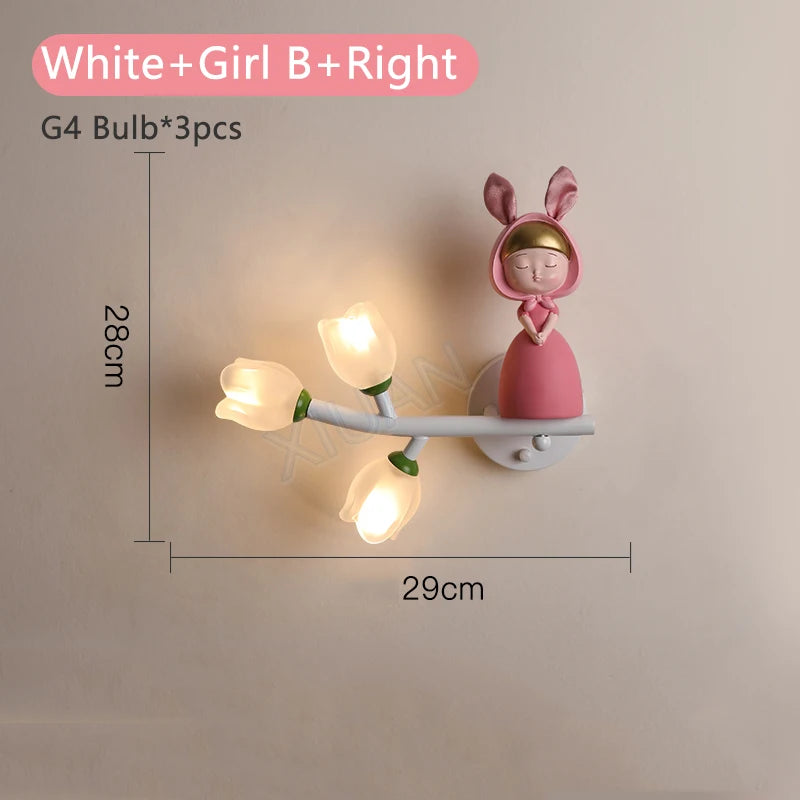 applique murale led g4 décorative avec motif lapin fille - vue 20 sur 22