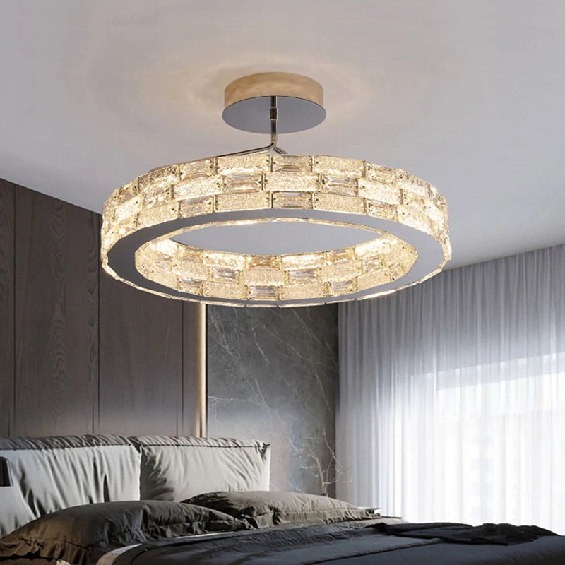 Plafonnier LED en cristal au design moderne