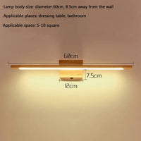 Applique murale led en bois massif avec interrupteur moderne