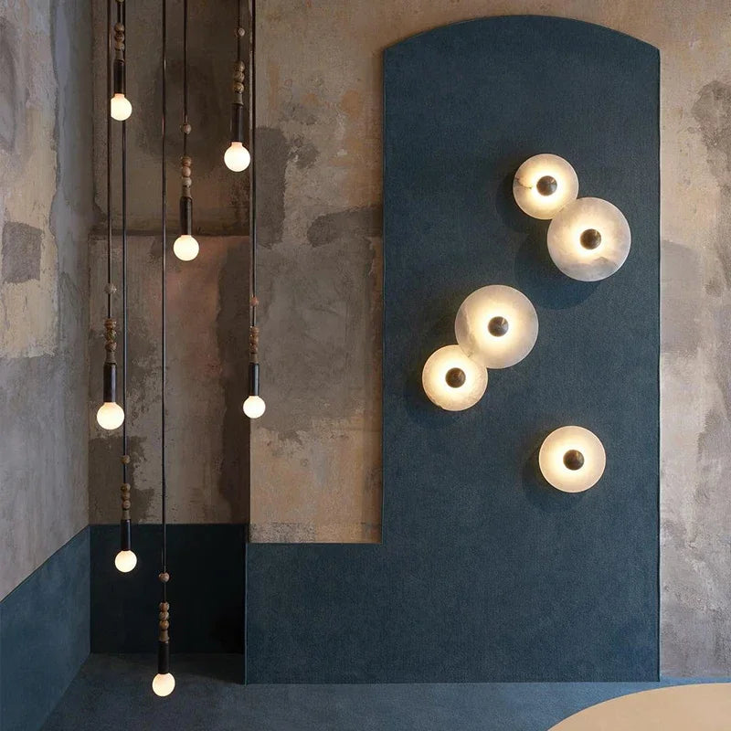 applique murale led dorée en métal et marbre naturel pour éclairage moderne - vue 4 sur 19