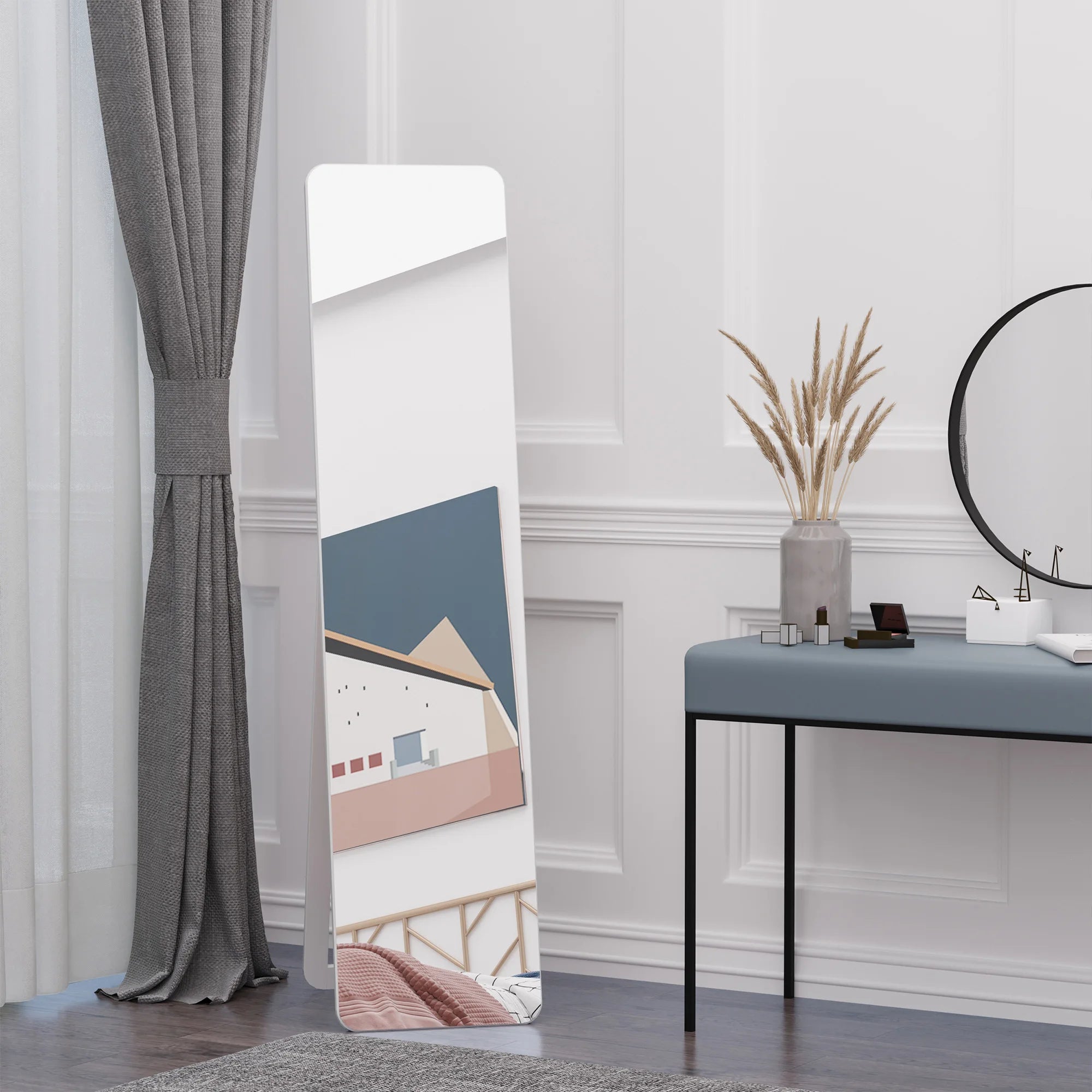 miroir sur pied avec cadre en bois élégant et pratique - vue 8 sur 7