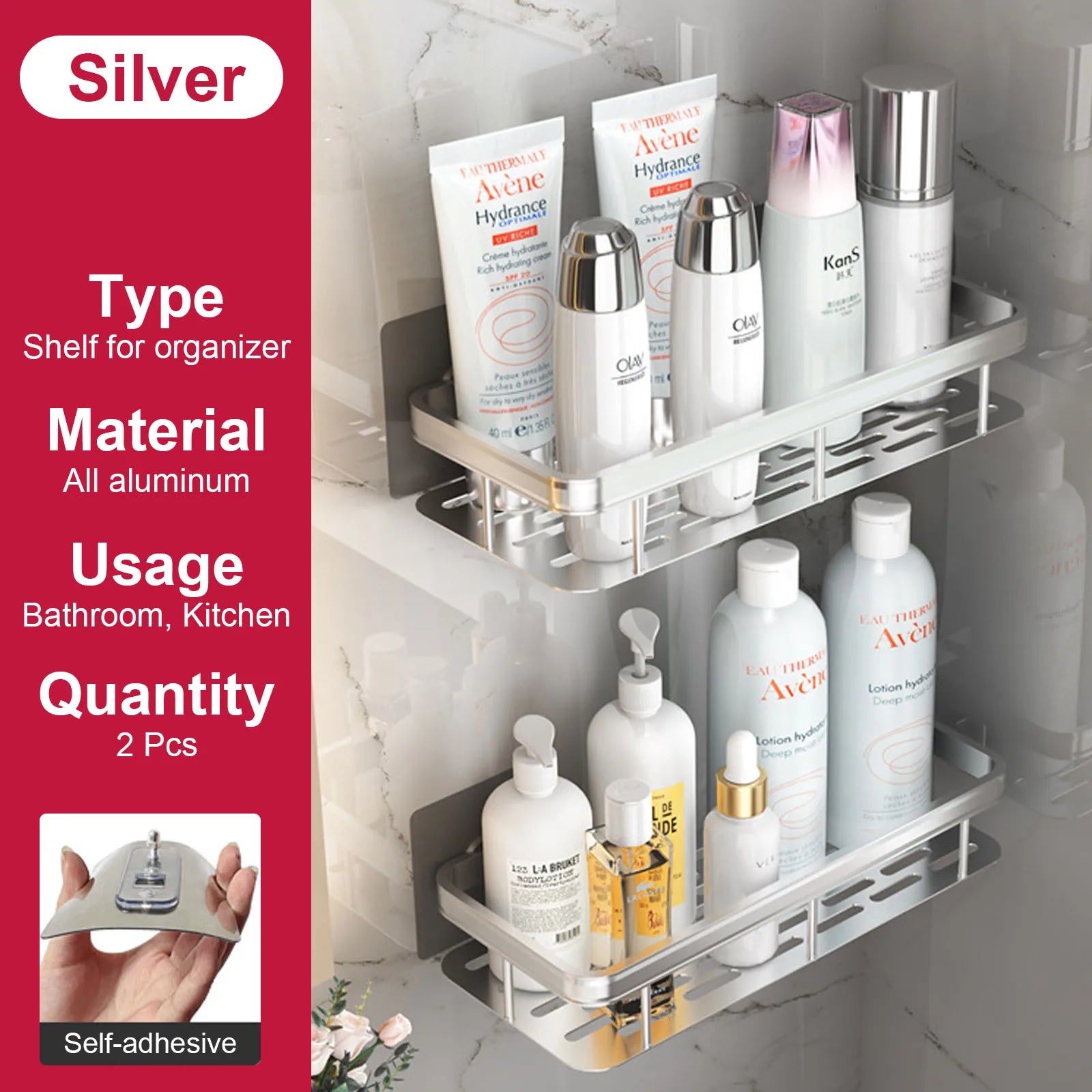 etagère murale sans perçage pour rangement de salle de bain et cuisine - vue 20 sur 30