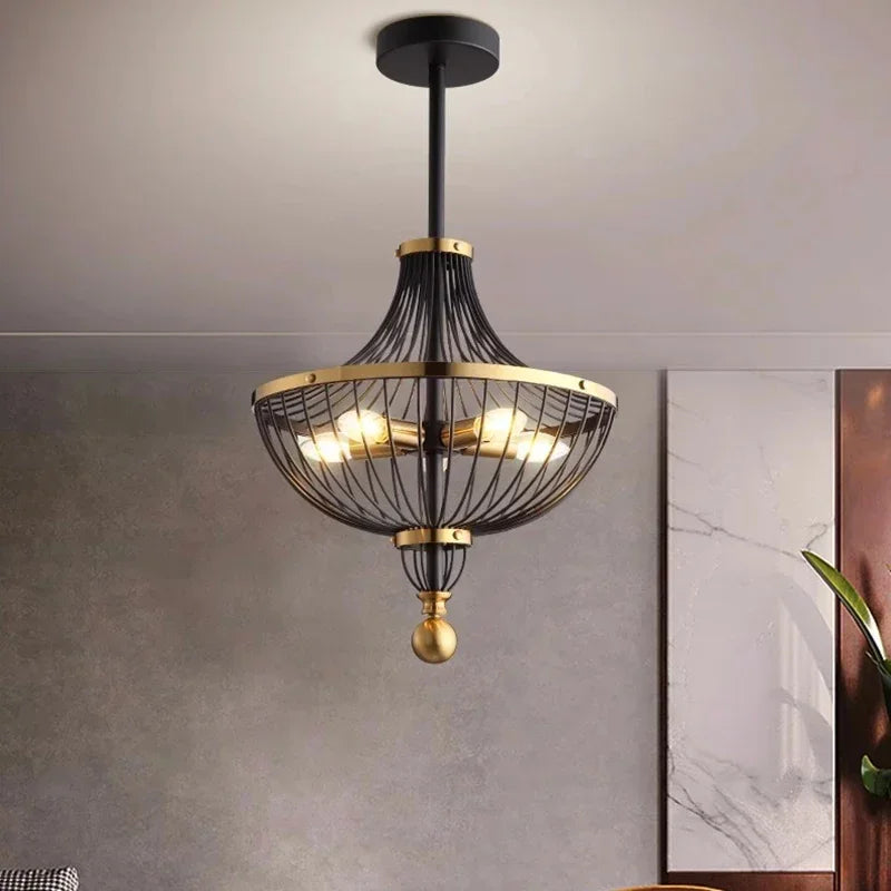 lustre rétro led en fer avec suspension pour décoration américaine - vue 2 sur 6
