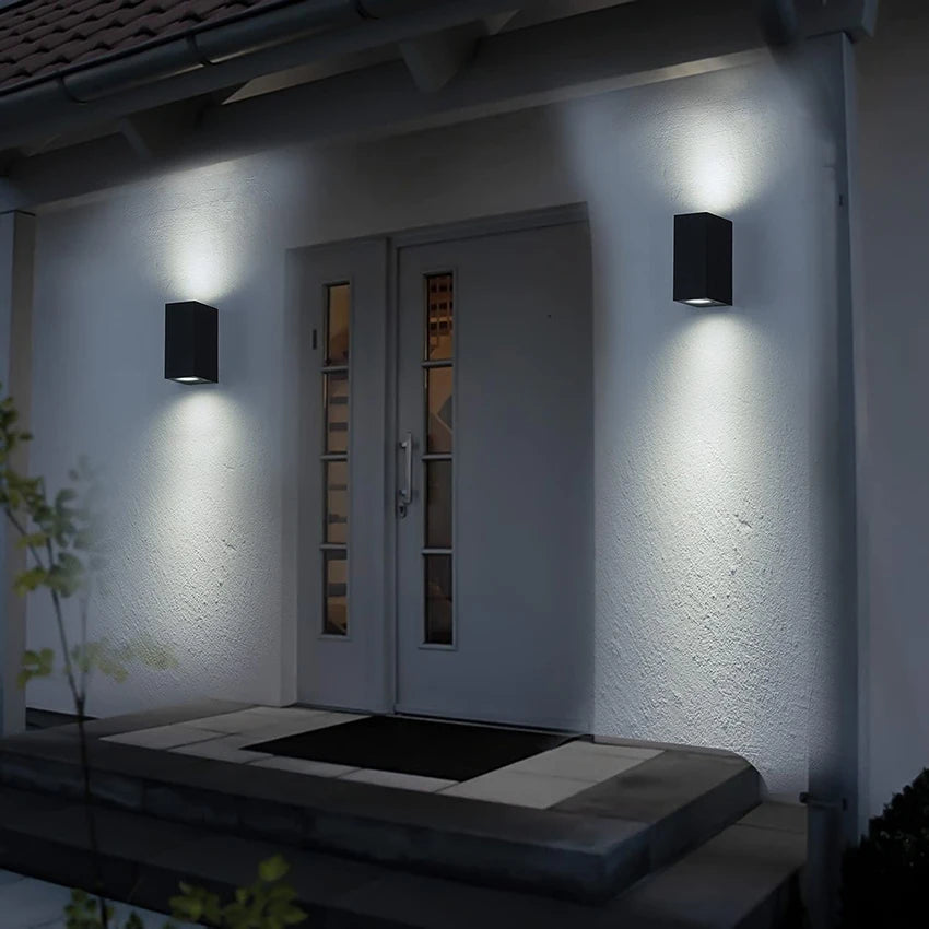 GU10 Base extérieure étanche appliques murales jardin porche éclairage mural applique murale LED en aluminium AC86-265 - vue 8 sur 10