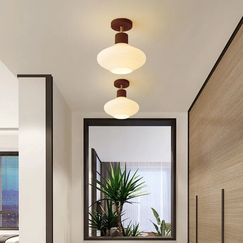 Nordique LED plafonnier en bois noyer luminaire salon allée couloir étude chambre lampes intérieur décor éclairage lampes Lustre - vue 5 sur 16