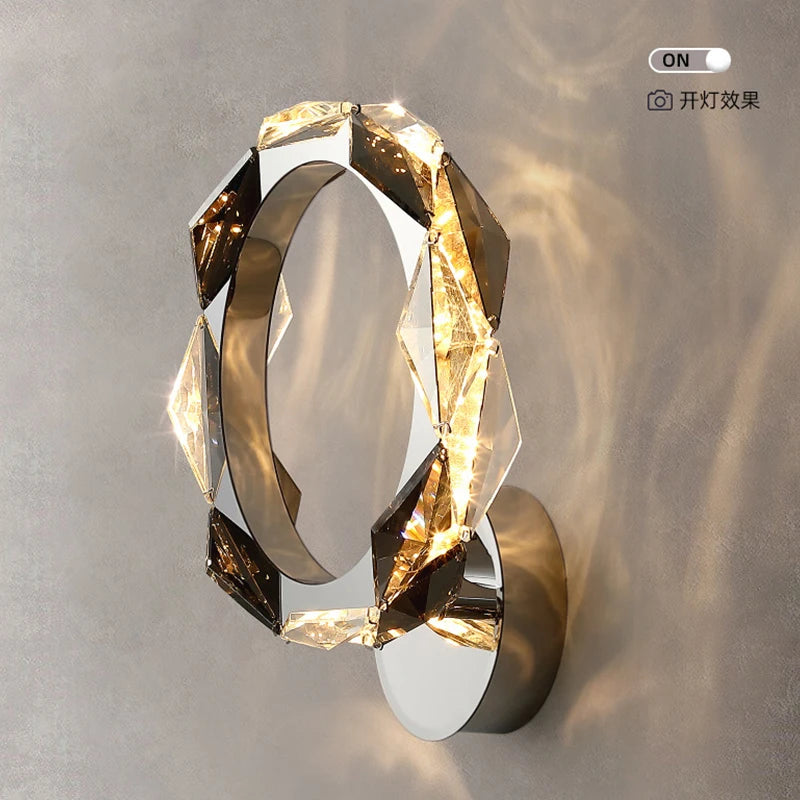 Bed Lamp, Wall Lamp, Bedroom Minimalist Living Room Light, LED Light Luxury TV Background Wall Lamp, Crystal Staircase Light - vue 6 sur 8