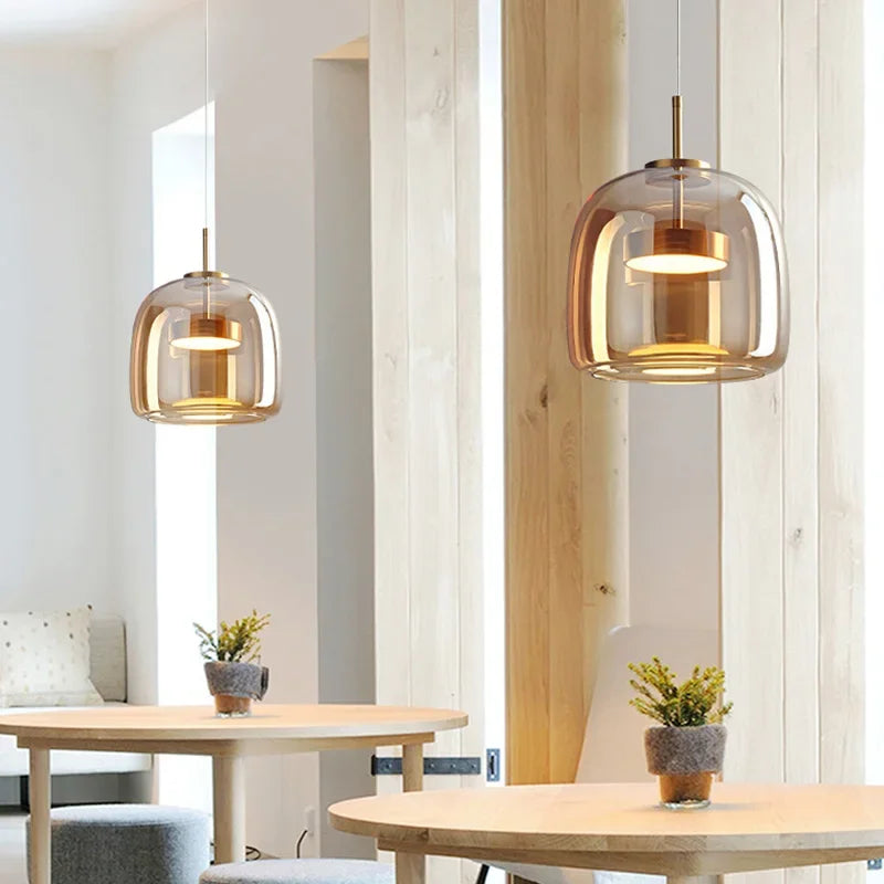 Suspension LED en verre au design nordique moderne