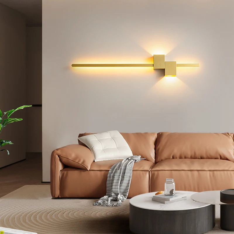Moderne minimaliste LED intérieur applique ligne lampe longue bande applique murale TV fond mur chambre salon allée couloir lampe