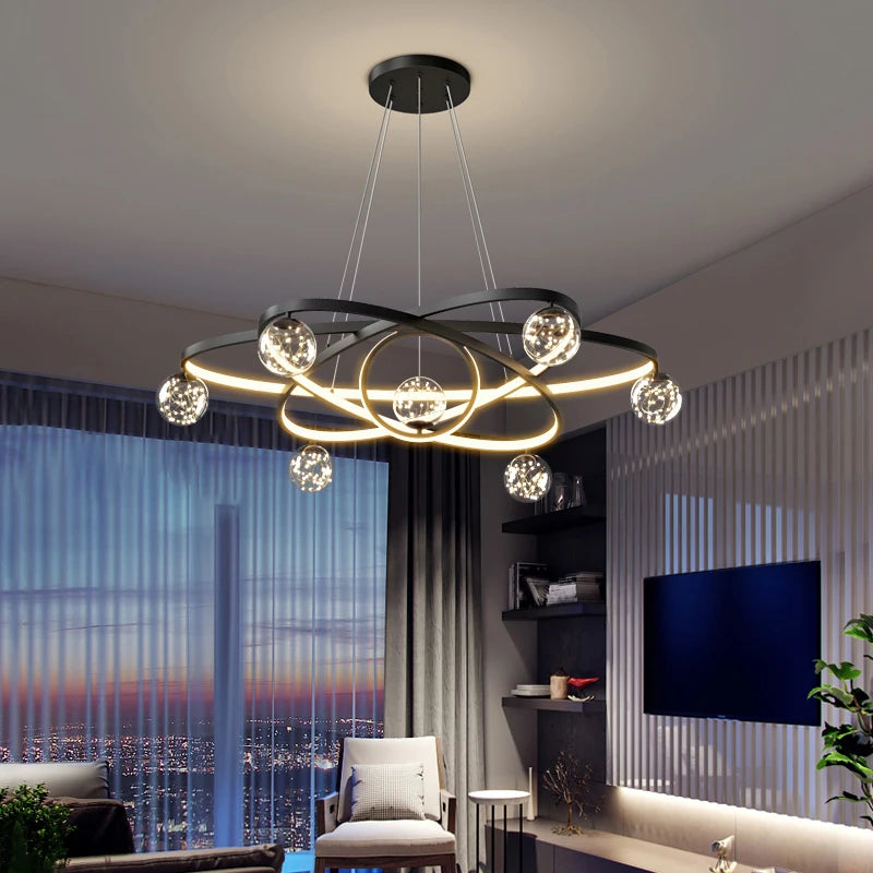 lustre moderne nordique design éclairage intérieur élégant - vue 3 sur 14