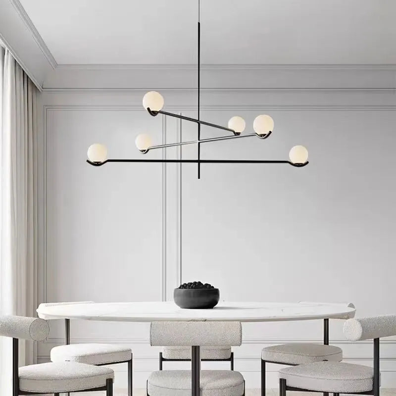Lustre LED moderne nordique minimaliste créatif noir/or chambre à coucher lampe suspendue adaptée aux lampes de salon et de salle à manger
