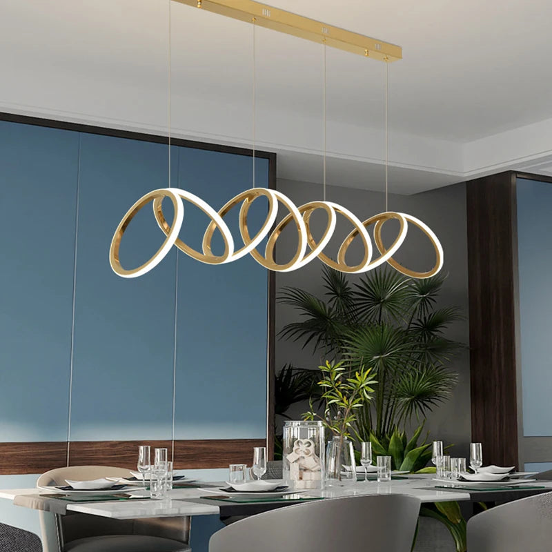 Anneau de luxe moderne suspension LED lumières pour salle à manger cuisine éclairage Lustre décor Lustre barre intérieure suspendus luminaires