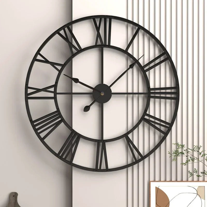 horloge murale décorative 3d moderne style rétro romain silencieuse en métal