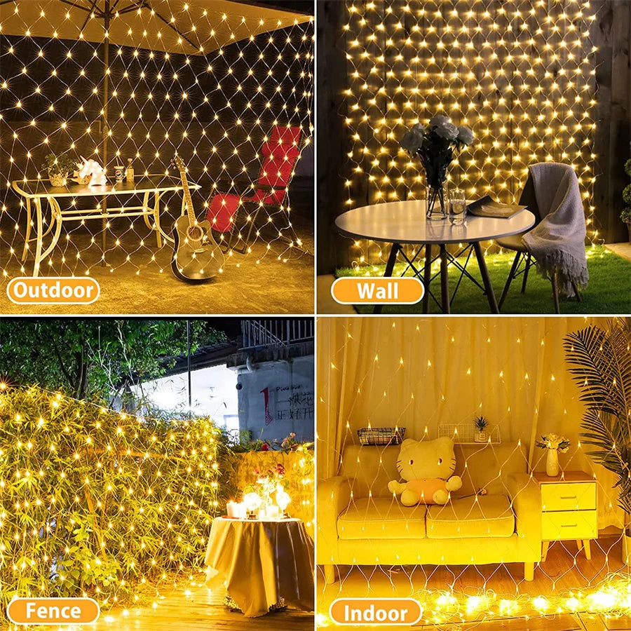 réseau de led solaire étanche pour décoration extérieure jardin - vue 5 sur 9