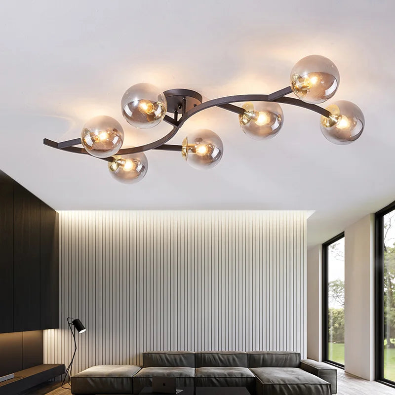 lustre nordique en verre boule pour décoration maison loft
