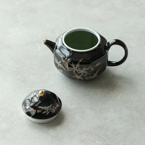 Théière rétro kung fu céramique motif floral abricot