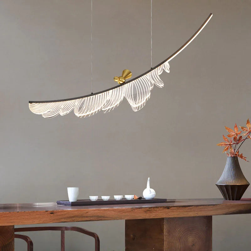 lustre design artistique en plumes et fil métallique ajustable - vue 4 sur 8