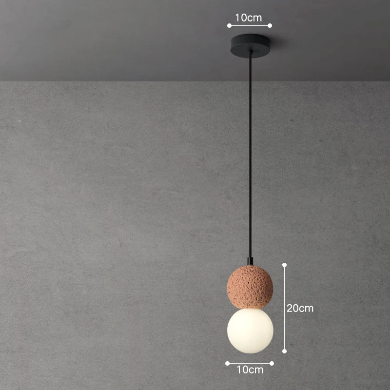 suspension LED boule ciment intérieur moderne nordique - vue 4 sur 12