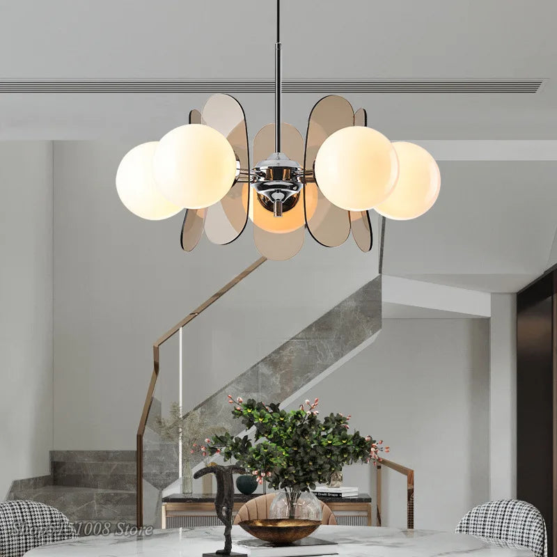 New Modern Luxury Living Room Pendant LampDecorationIndoor Hall, Bedroom,Attic, Kitchen,White Glass Led Lamp Package Chandelier - vue 4 sur 14