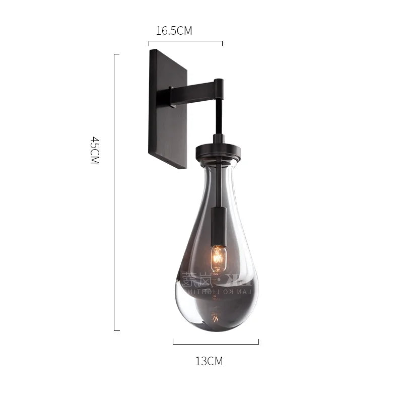 applique murale design gouttelette d'eau cristal led cuivre nordique - vue 15 sur 20