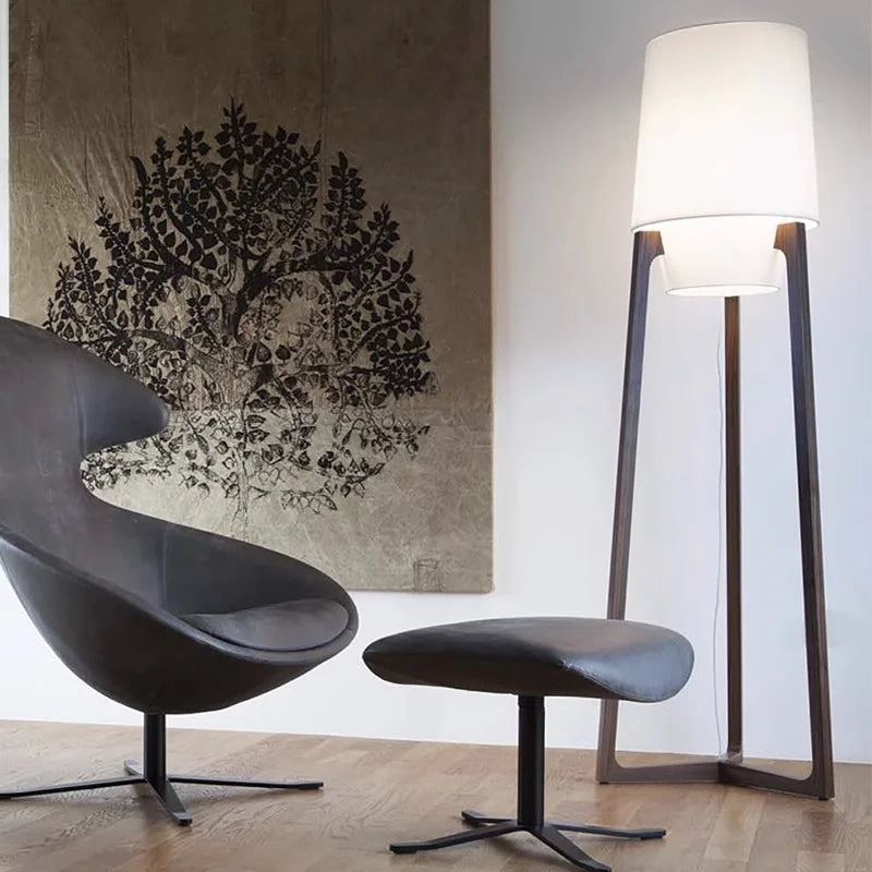 lampadaire en tissu japonais design rétro pour intérieur moderne - vue 6 sur 9