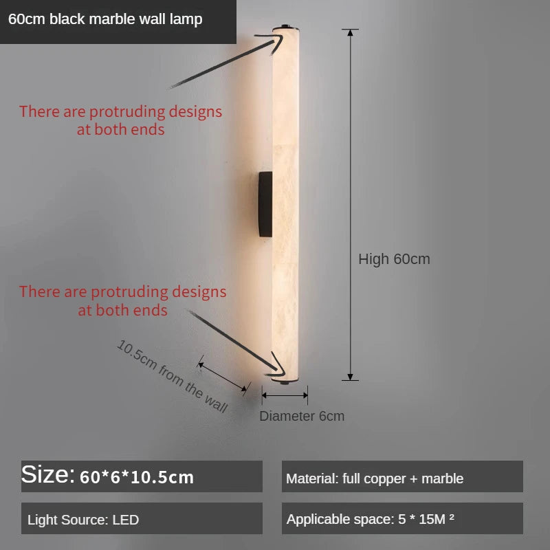 applique murale led en cuivre et marbre moderne luxe éclairage intérieur - vue 11 sur 14