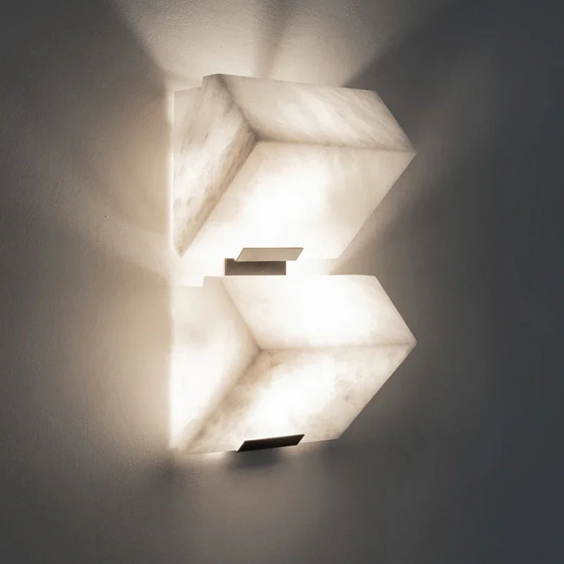 applique murale moderne en marbre avec lumières led - vue 3 sur 9