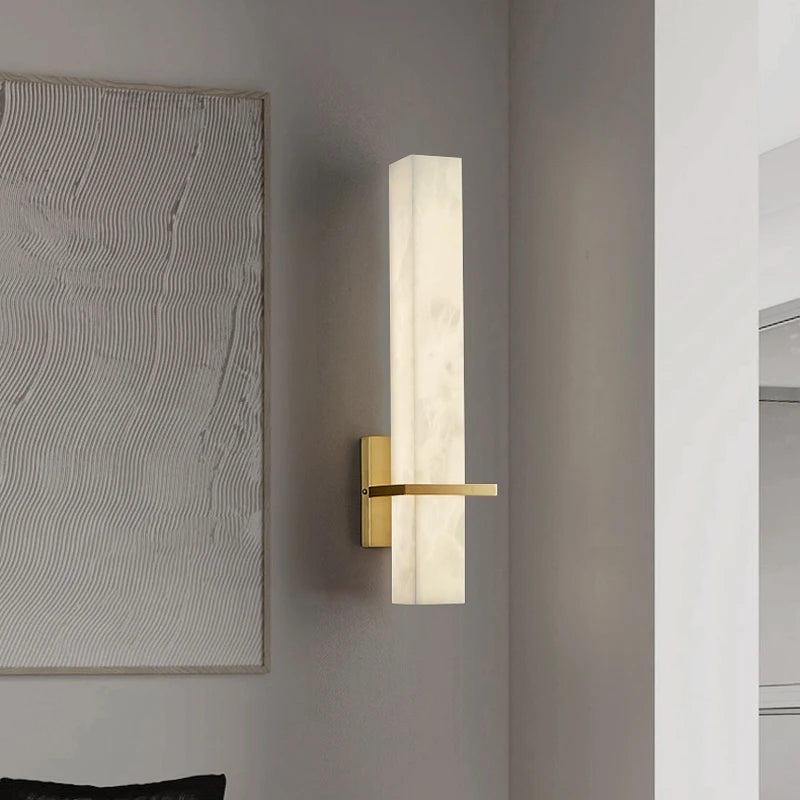 applique murale led en marbre et cuivre doré luxueuse