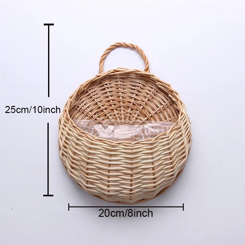 jardinière murale en rotin et osier pour plantes - vue 11 sur 12