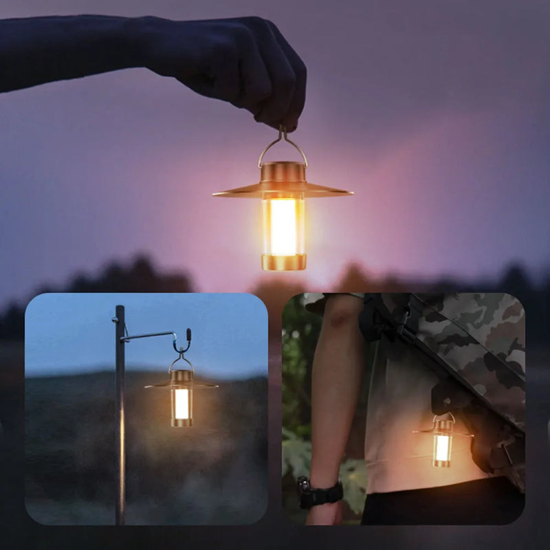 lampe de camping led d'urgence avec charge type c et intensité variable
