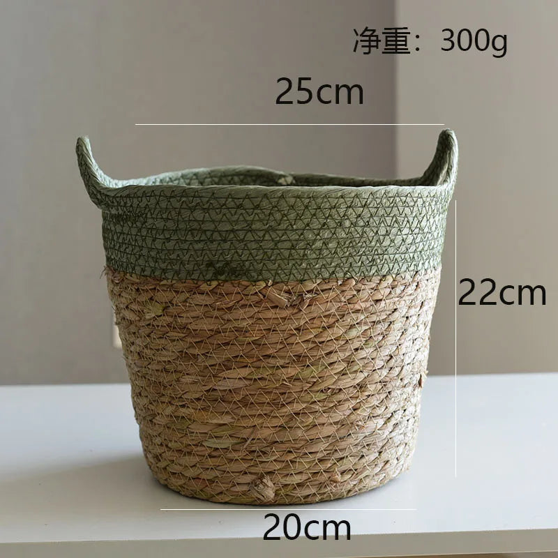 panier de rangement en paille pour décoration artisanale moderne - vue 8 sur 12