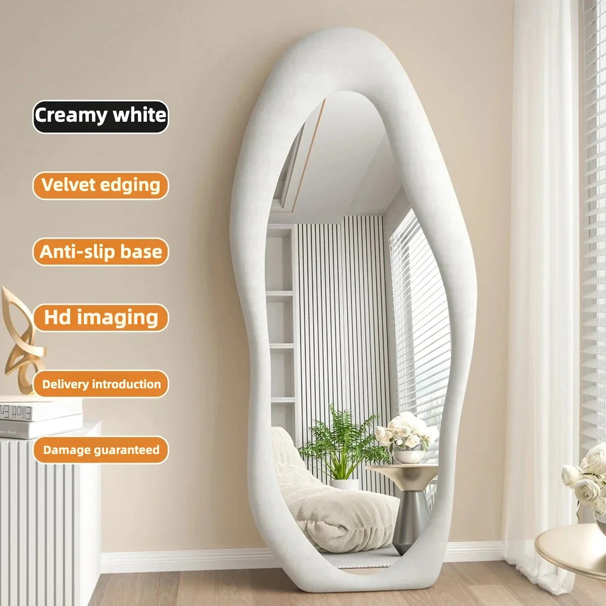 miroir intégral ondulé design nordique pour décoration intérieure - vue 7 sur 13