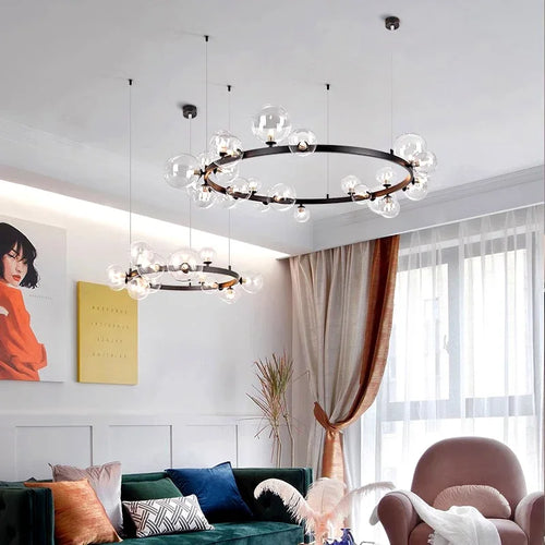lustre nordique en verre design pour un éclairage élégant - vue 3 sur 8