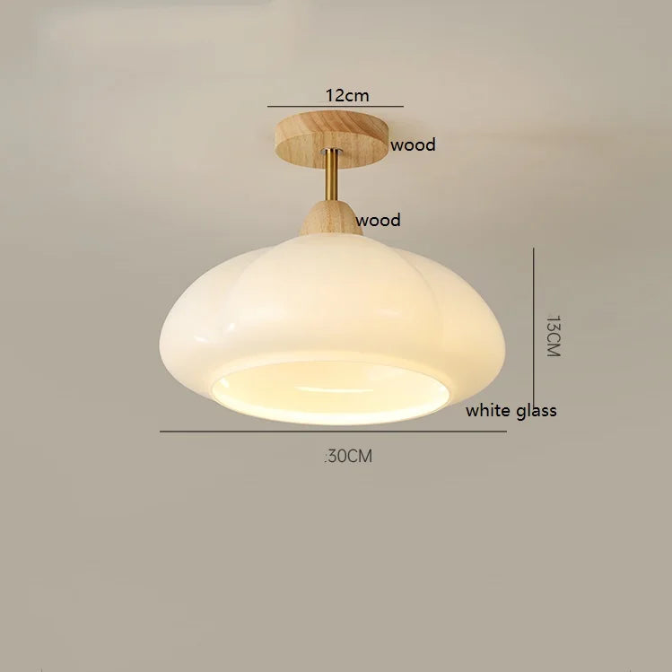 suspension citrouille verre led style japonais vintage bois - vue 8 sur 15