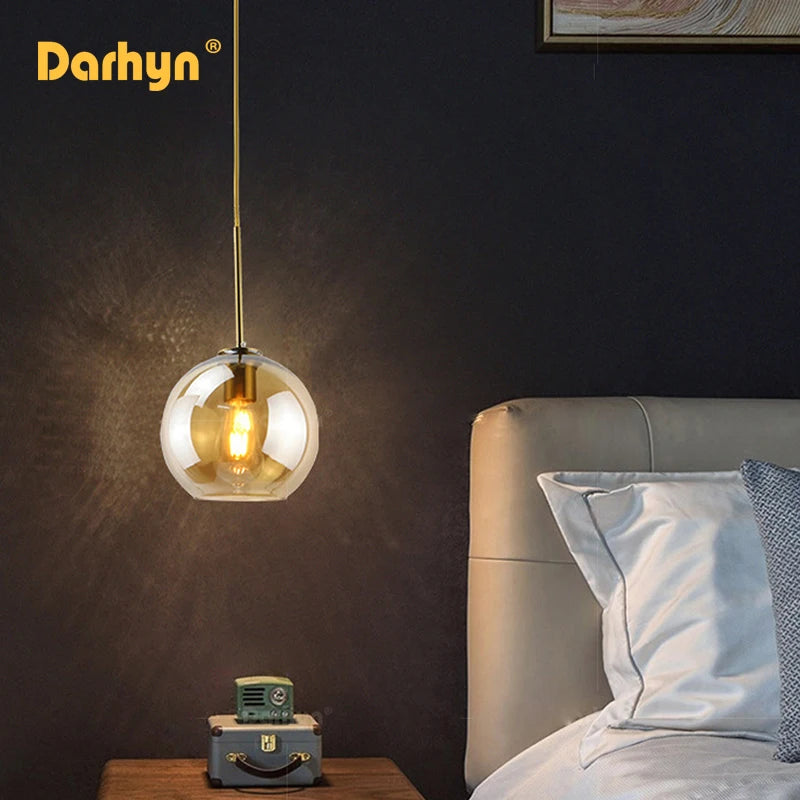 lampe suspendue en verre design moderne pour loft - vue 4 sur 12