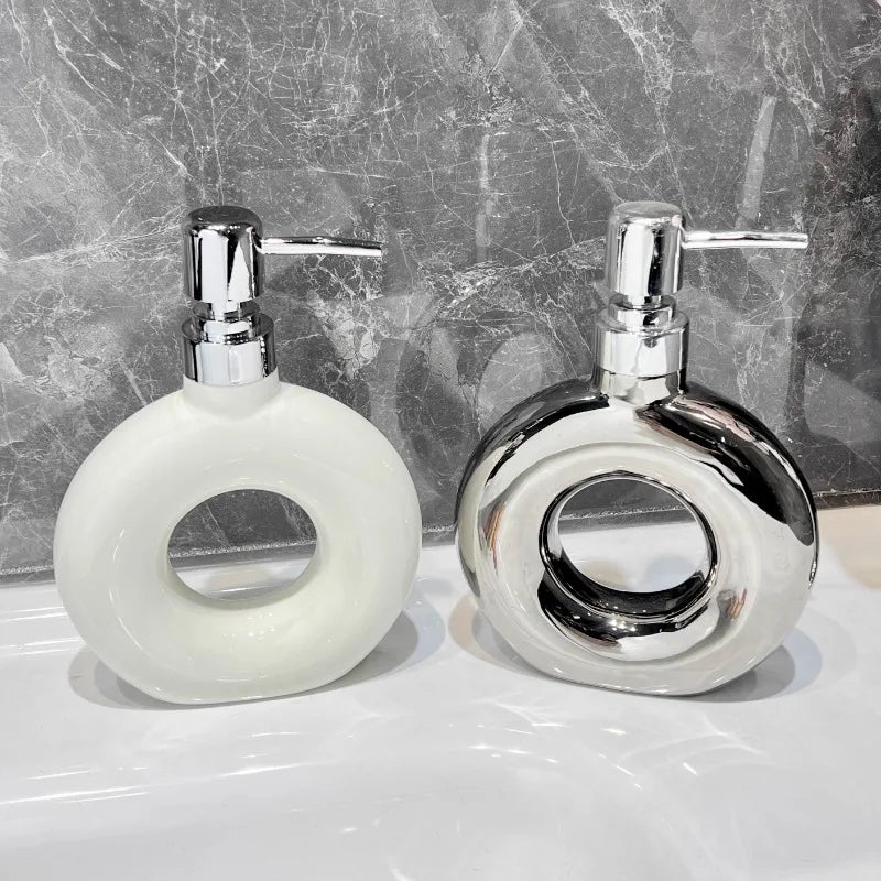 distributeur de savon céramique abstrait design pratique pour salle de bain - vue 3 sur 10