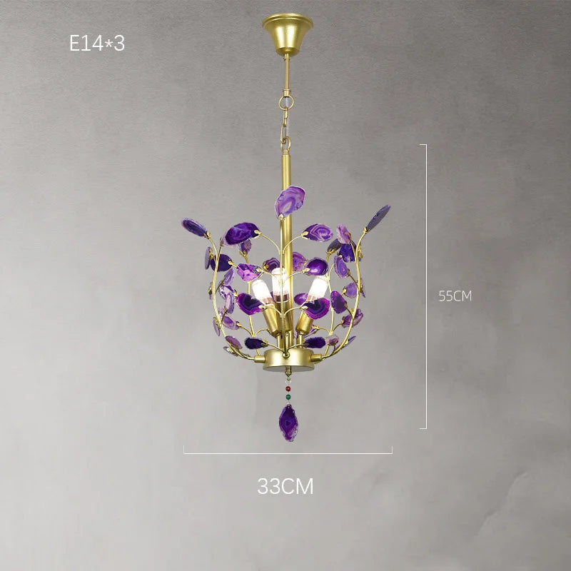 lustre led en agate naturelle idéal pour décoration romantique - vue 14 sur 15