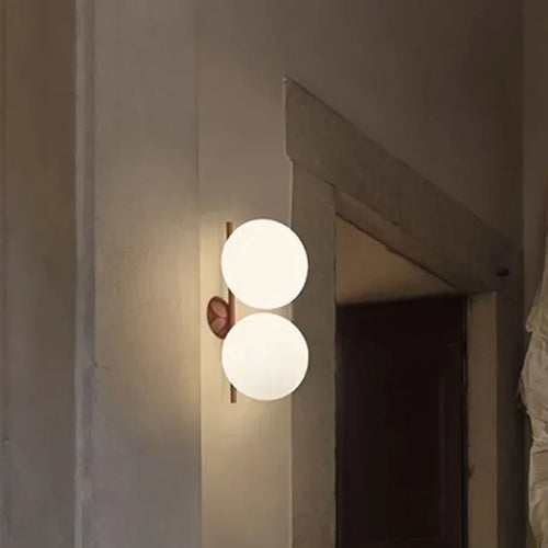 applique murale design en verre à double boule pour intérieur élégant - vue 7 sur 7