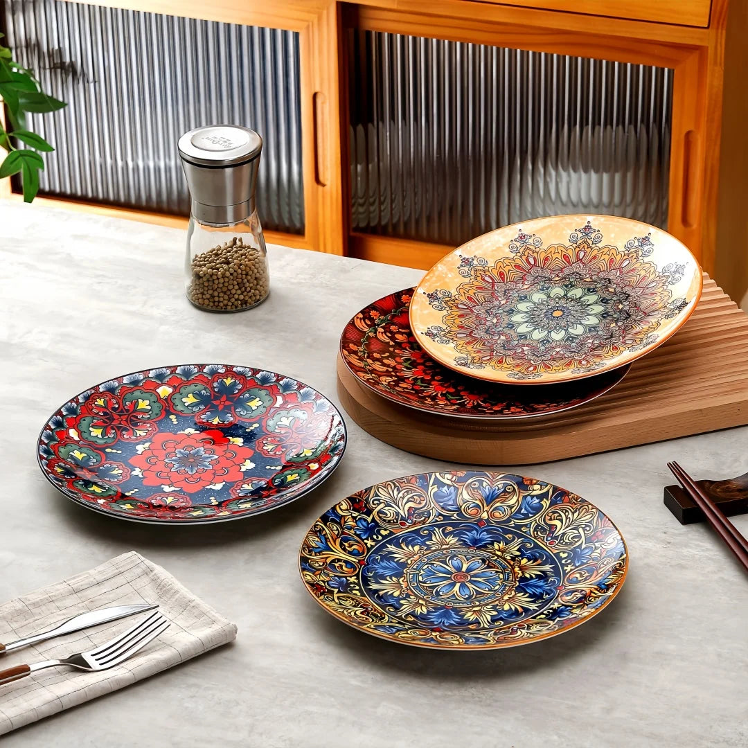 Assiette céramique bohême plate style western cuisine - vue 4 sur 7