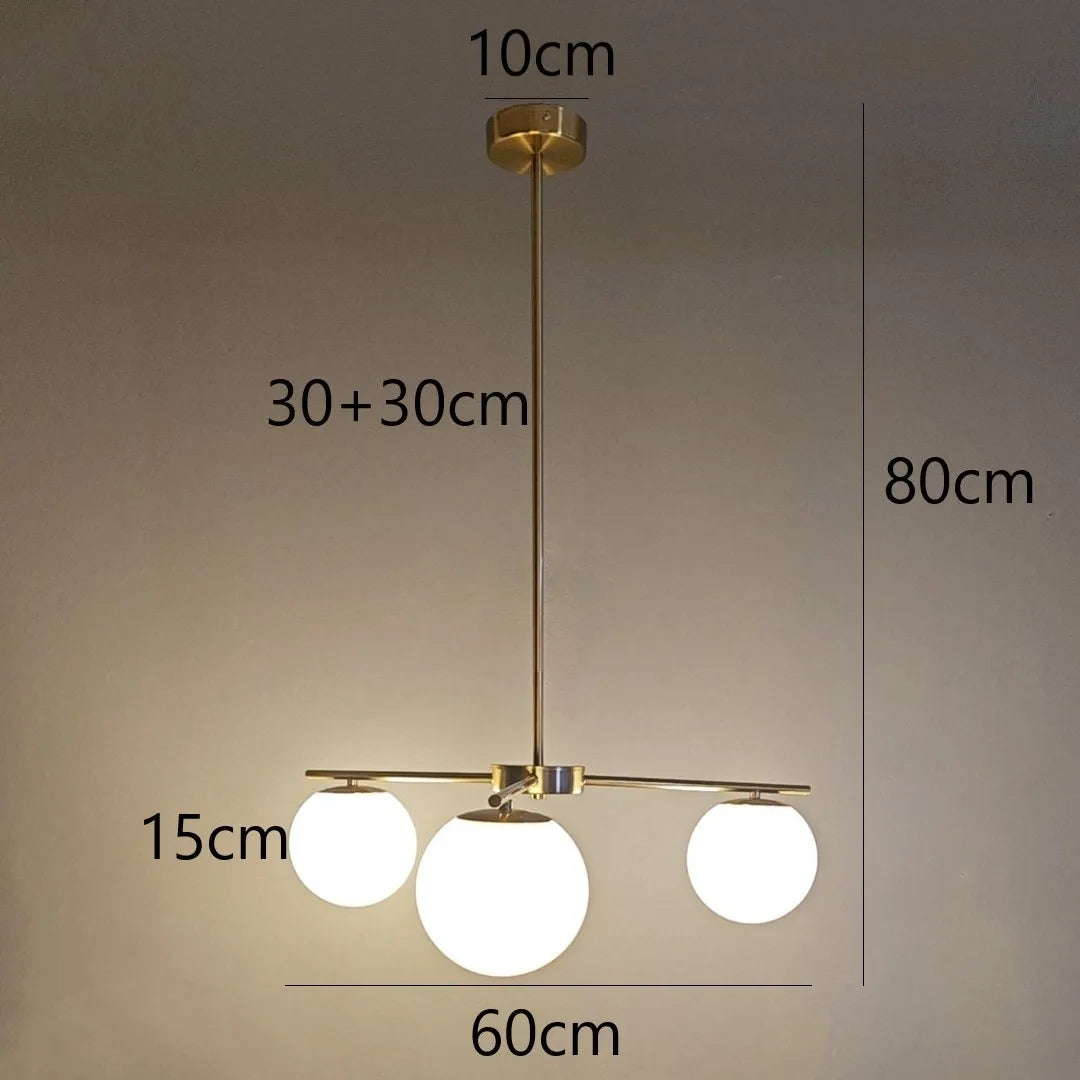 lustre nordique moderne en verre laiteux pour décoration maison - vue 6 sur 7