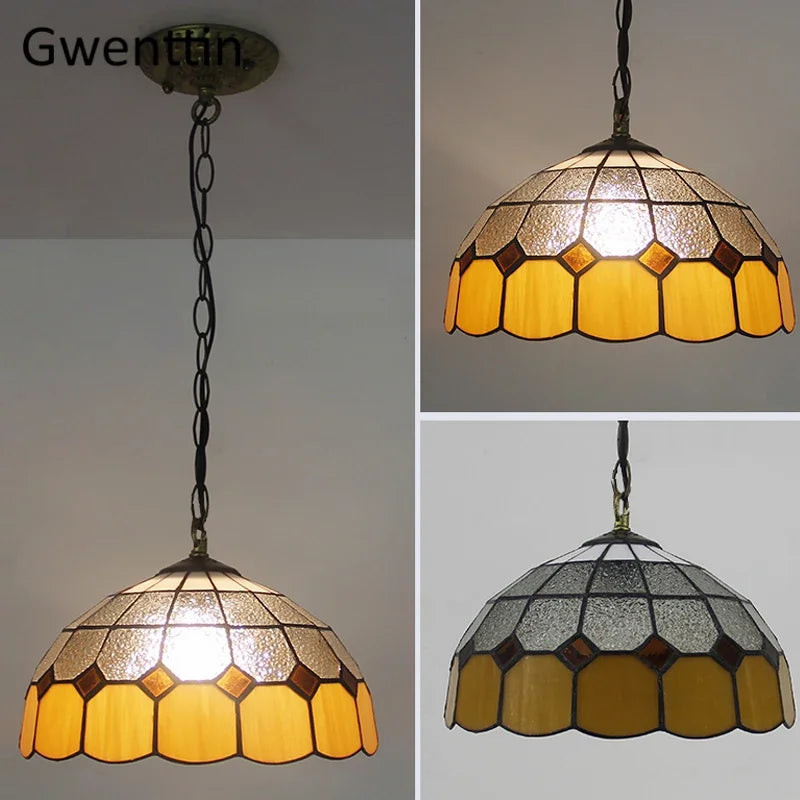 suspension en verre teinté style tiffany pour décoration intérieure - vue 5 sur 26